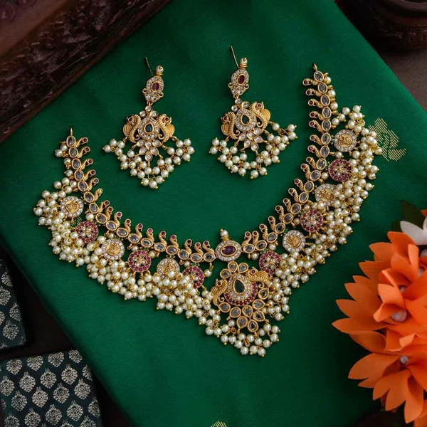 Niralya Peacock Guttapusalu Necklace set